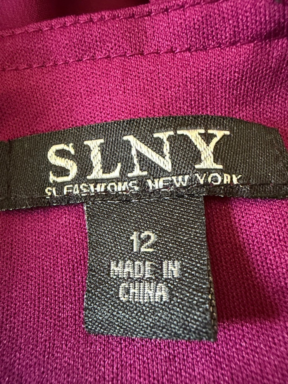 SLNY Fuchsia Beaded Neck Sleeveless High-Low Dress - Picture 2 of 6